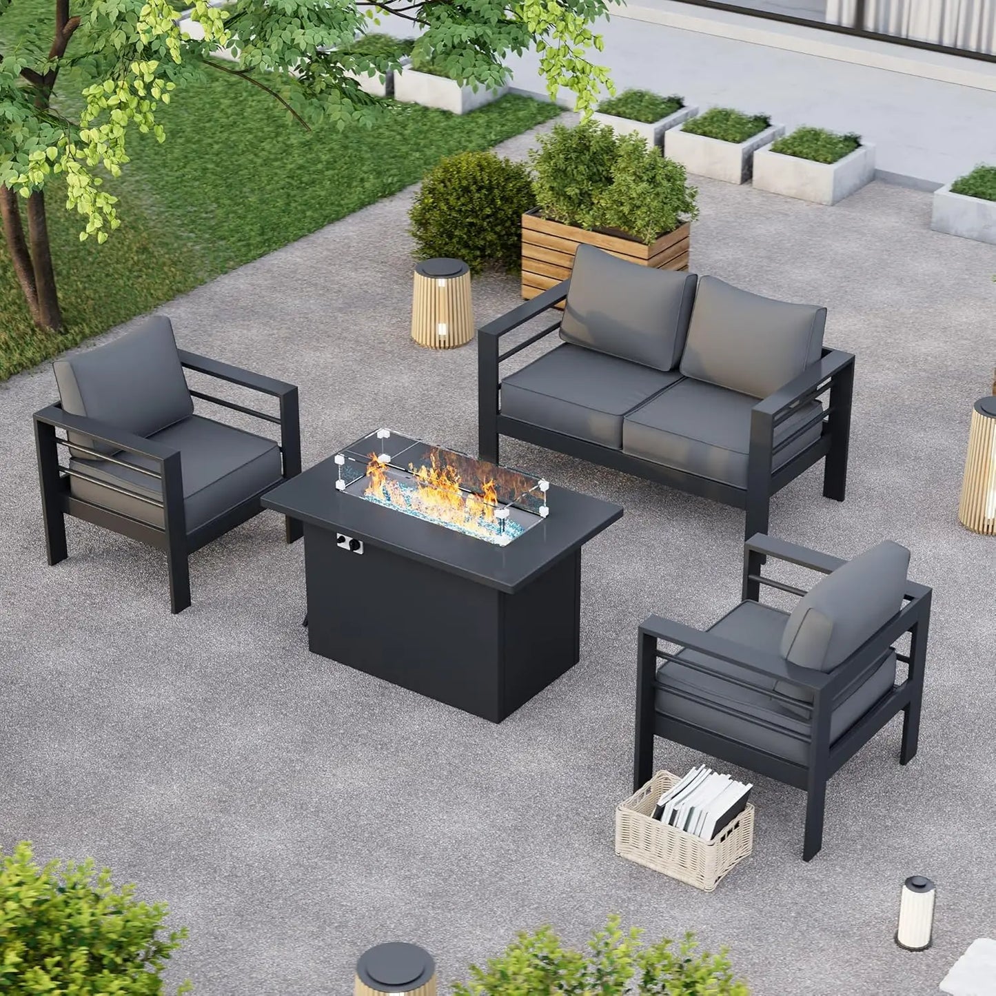 6-pc Aluminum Outdoor Furniture Set- Waterproof Covers