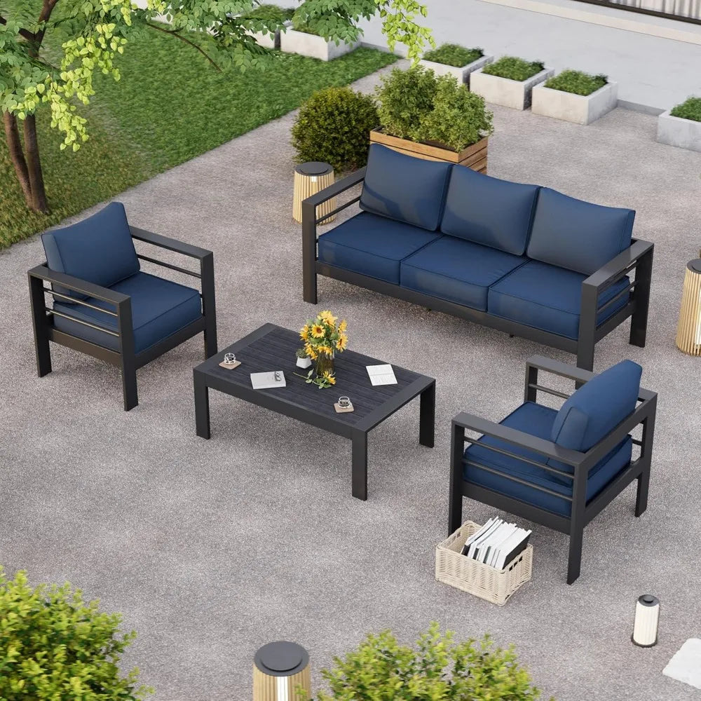 6-pc Aluminum Outdoor Furniture Set- Waterproof Covers