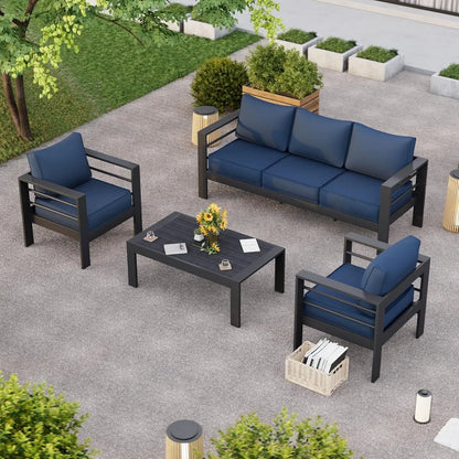 6-pc Aluminum Outdoor Furniture Set- Waterproof Covers