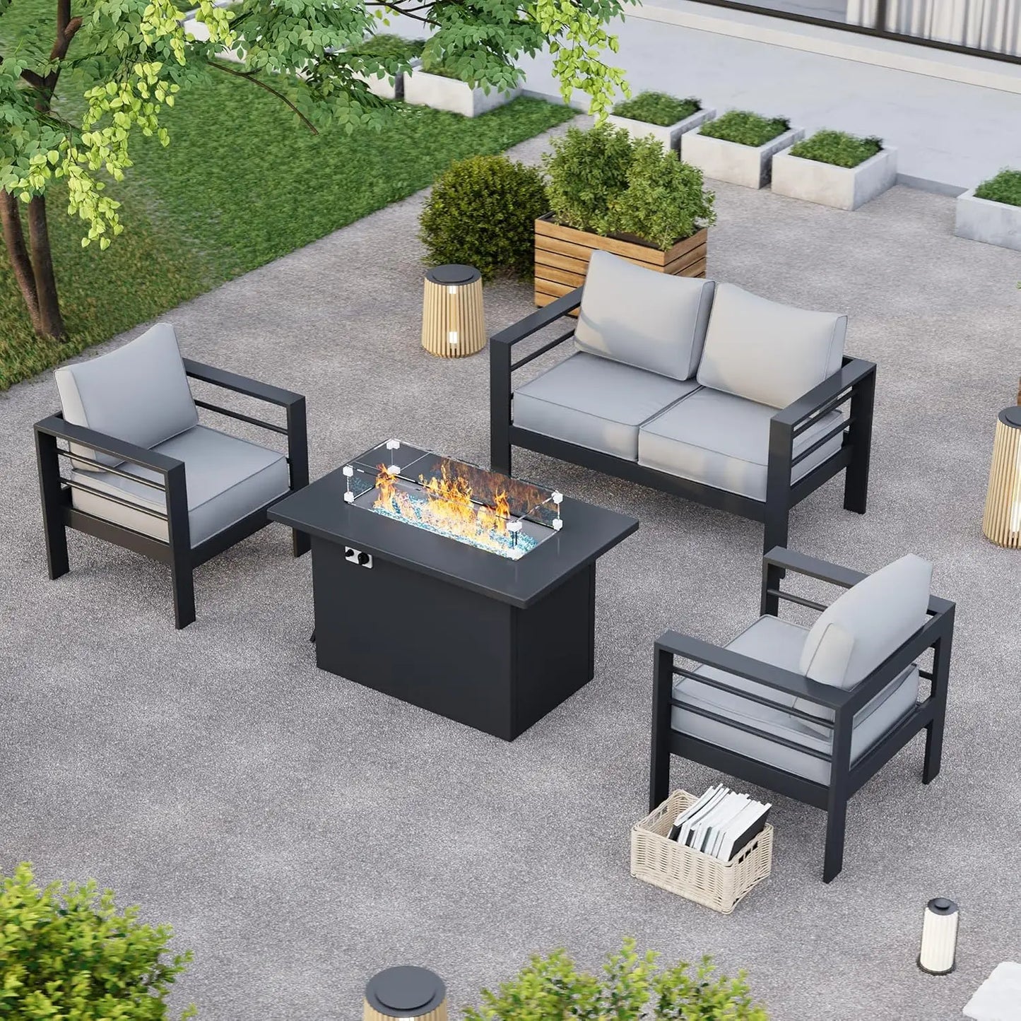 6-pc Aluminum Outdoor Furniture Set- Waterproof Covers