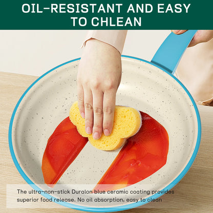 Durable 13-Piece Ceramic Non-Stick Cookware Set  w/Utensils