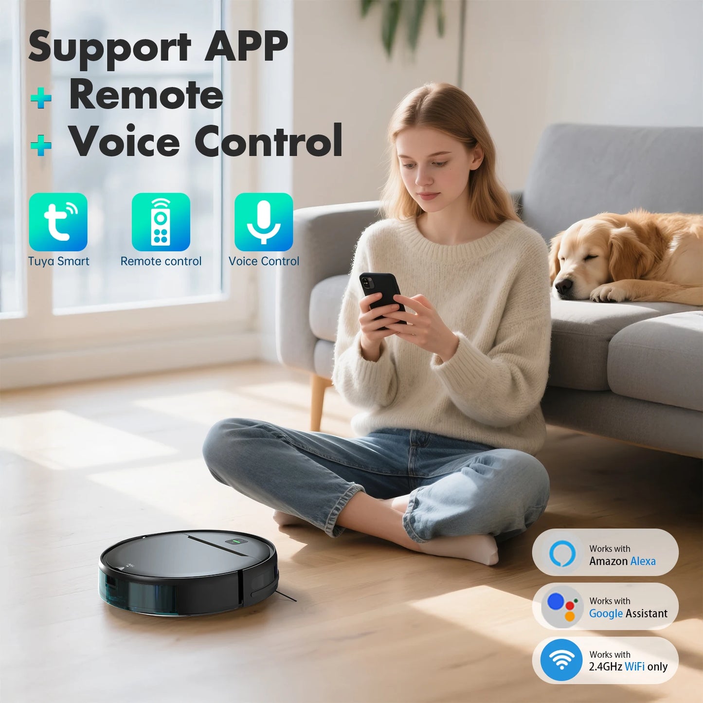 Robot Vacuum Combo Cleaner Mop, WiFi/Voice Control