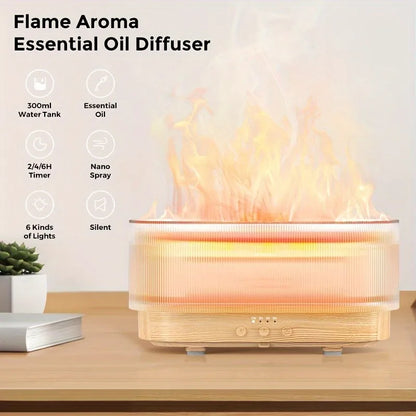 300ml Flame Aromatherapy Humidifier, Essential Oil Diffuser