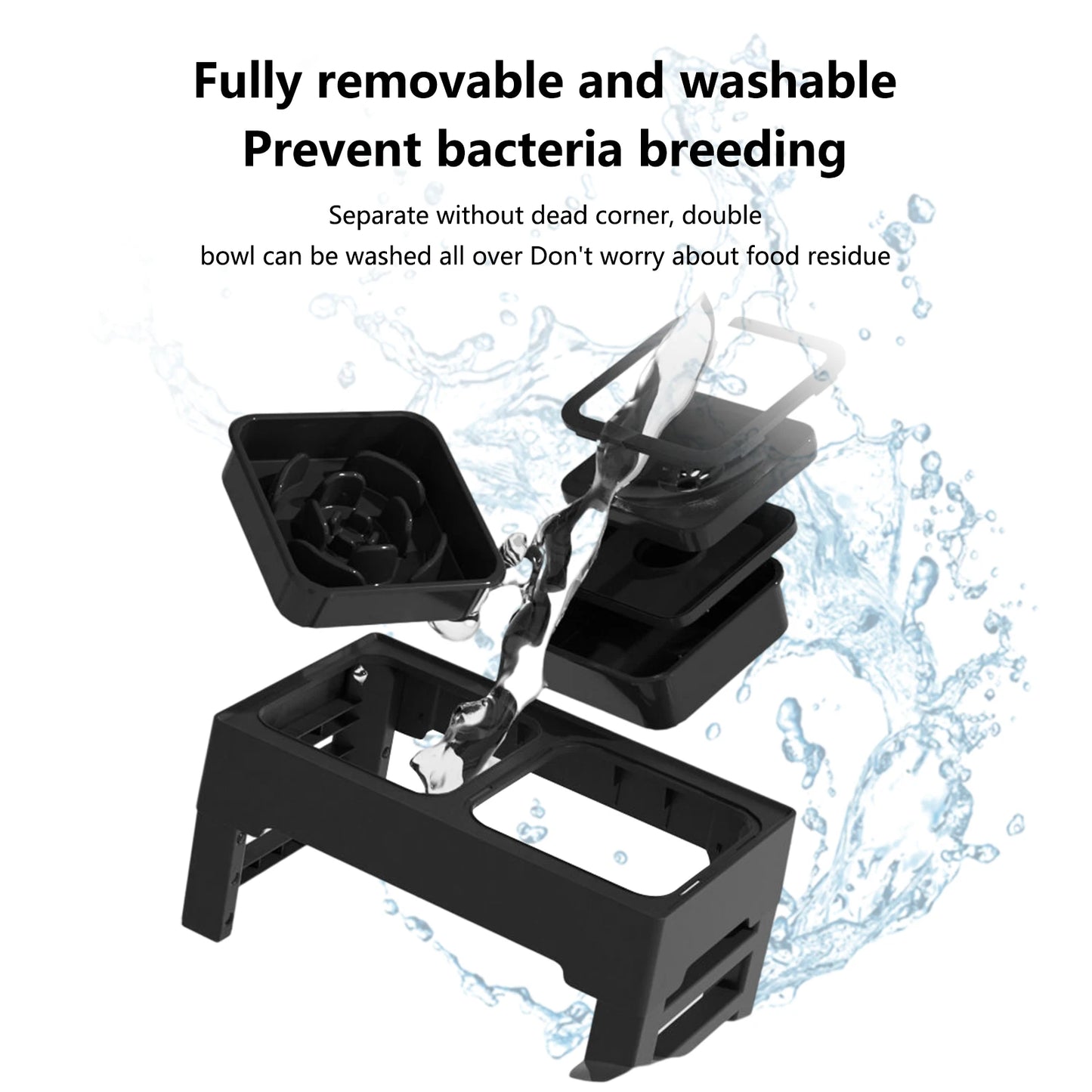 Pet Slow Feed Bowl- Large, Adjustable Height