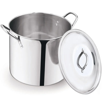 12-Quart Stainless Steel Stock Pot w/Metal Lid                 Stay Cool Handles Heavy Duty Cookware Soup Stew Boiling Ideal Kitchens