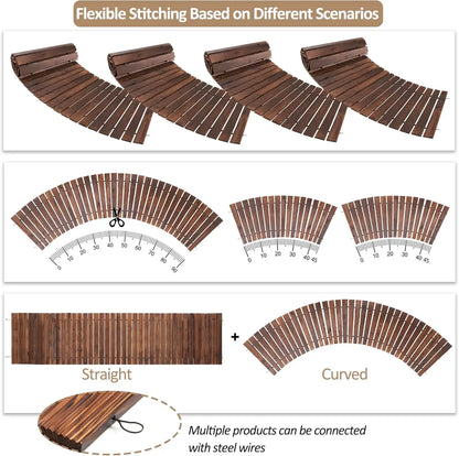 8FT Wooden Decorative Curved Garden Pathway (Brown)