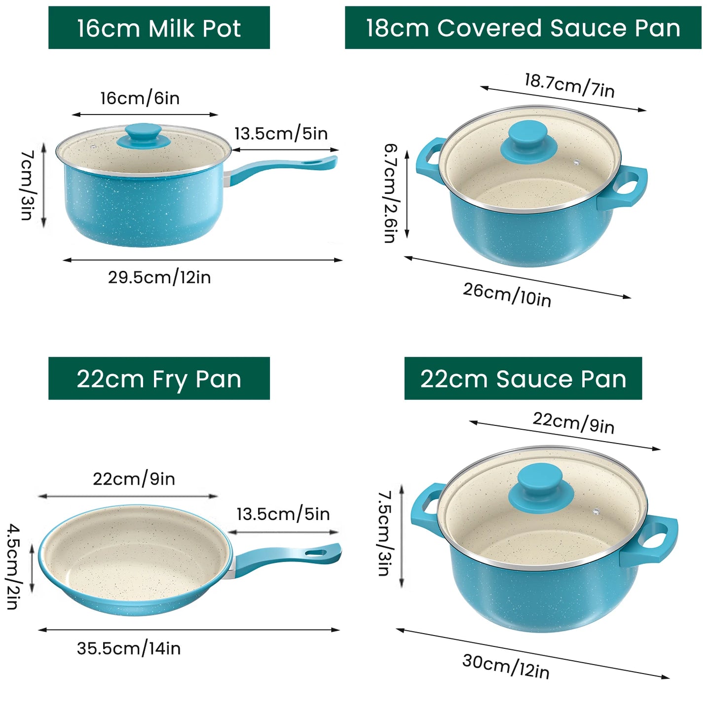 Durable 13-Piece Ceramic Non-Stick Cookware Set  w/Utensils