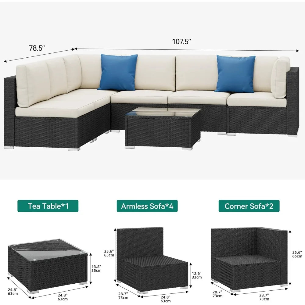 7-Piece Patio Conversion Furniture Set, Sectional Sofa