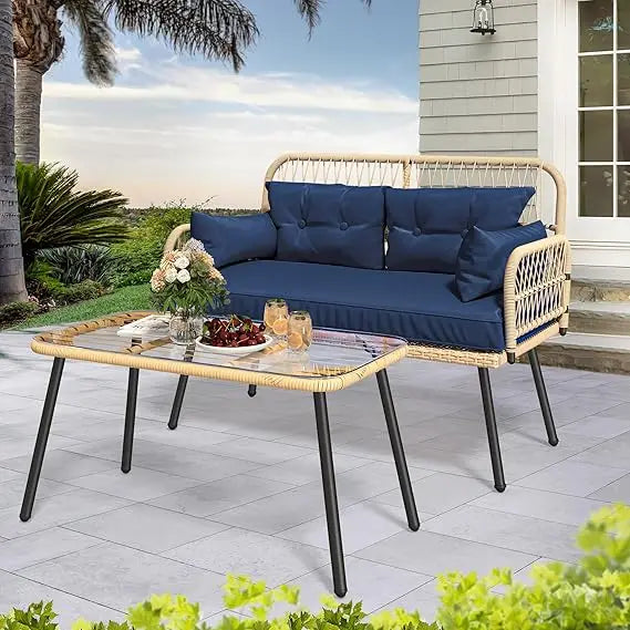 7-Piece Patio Conversion Furniture Set, Sectional Sofa