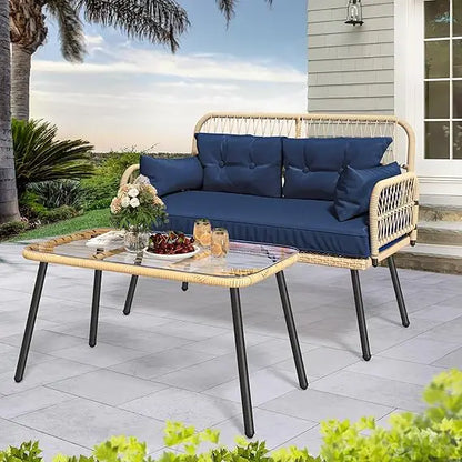 7-Piece Patio Conversion Furniture Set, Sectional Sofa