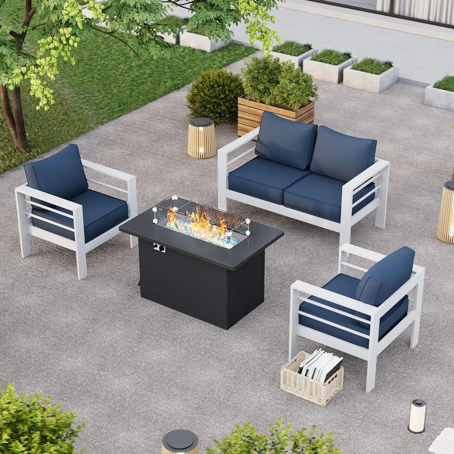 6-pc Aluminum Outdoor Furniture Set- Waterproof Covers