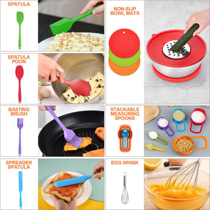 29-Piece Stainless Steel Mixing & Serving Bowl Set - Various Sizes Premium Kitchen Essentials for Mixing and Serving - Non-Slip