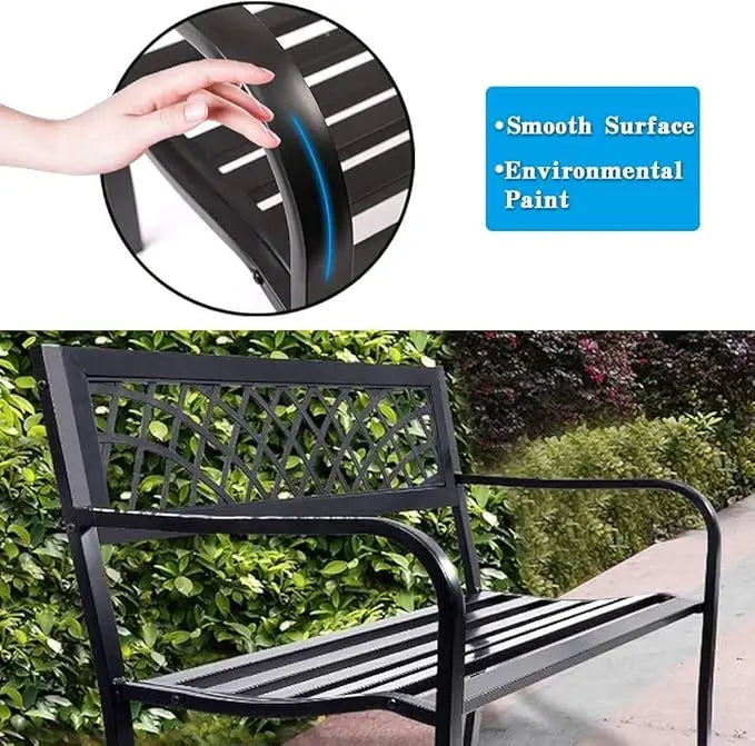 Outdoor Steel and Plastic Patio Bench