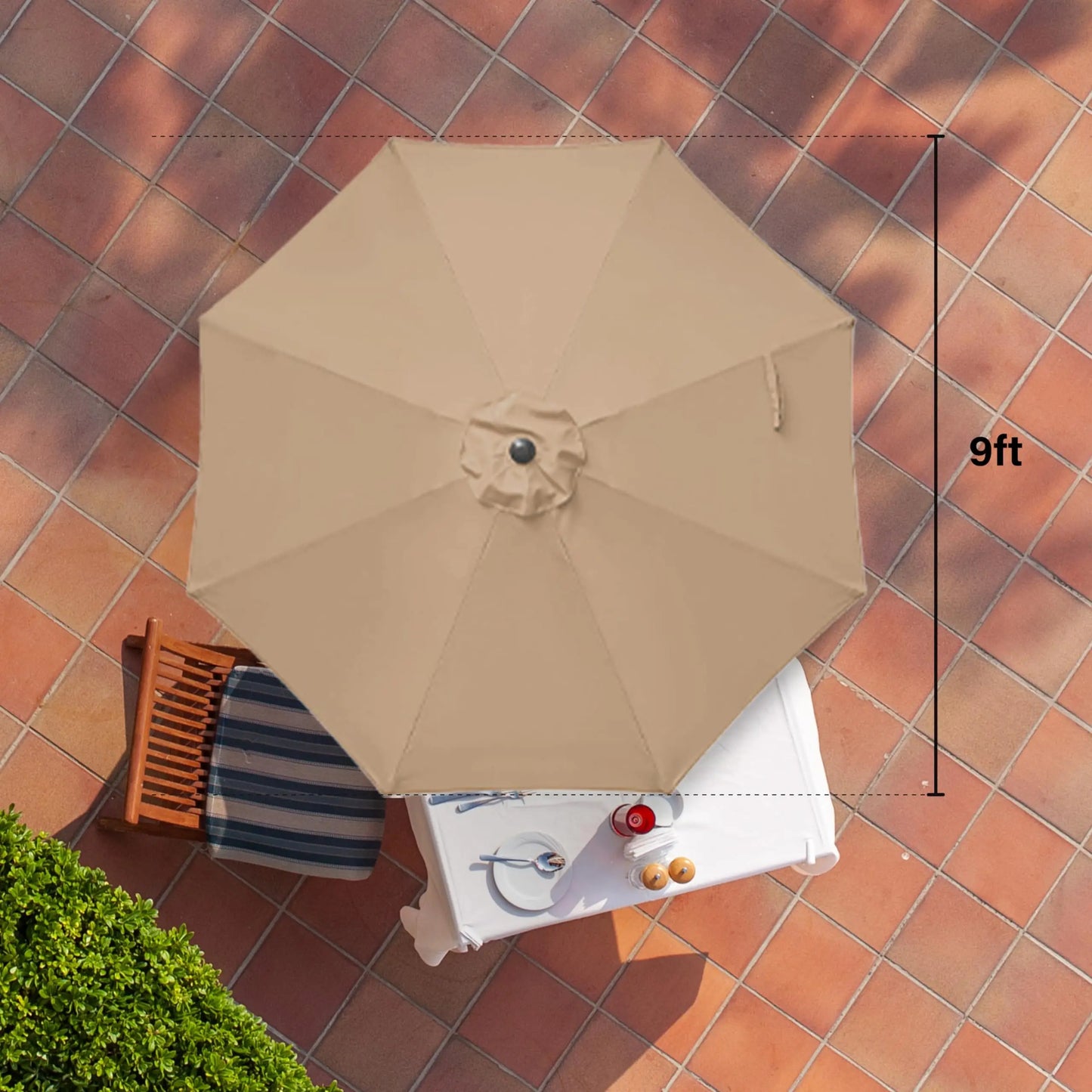 9' Outdoor Patio Umbrella, Push Button Tilt/Crank