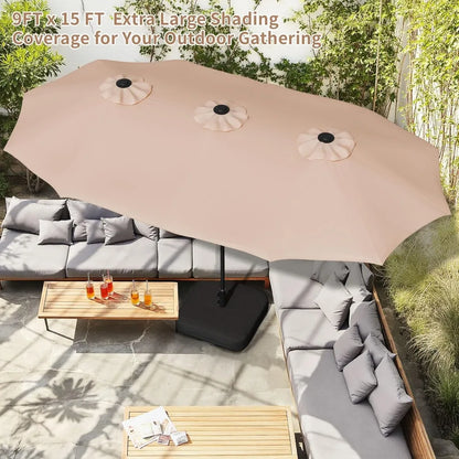 16-FT Patio Umbrella with Crank Handle & Base