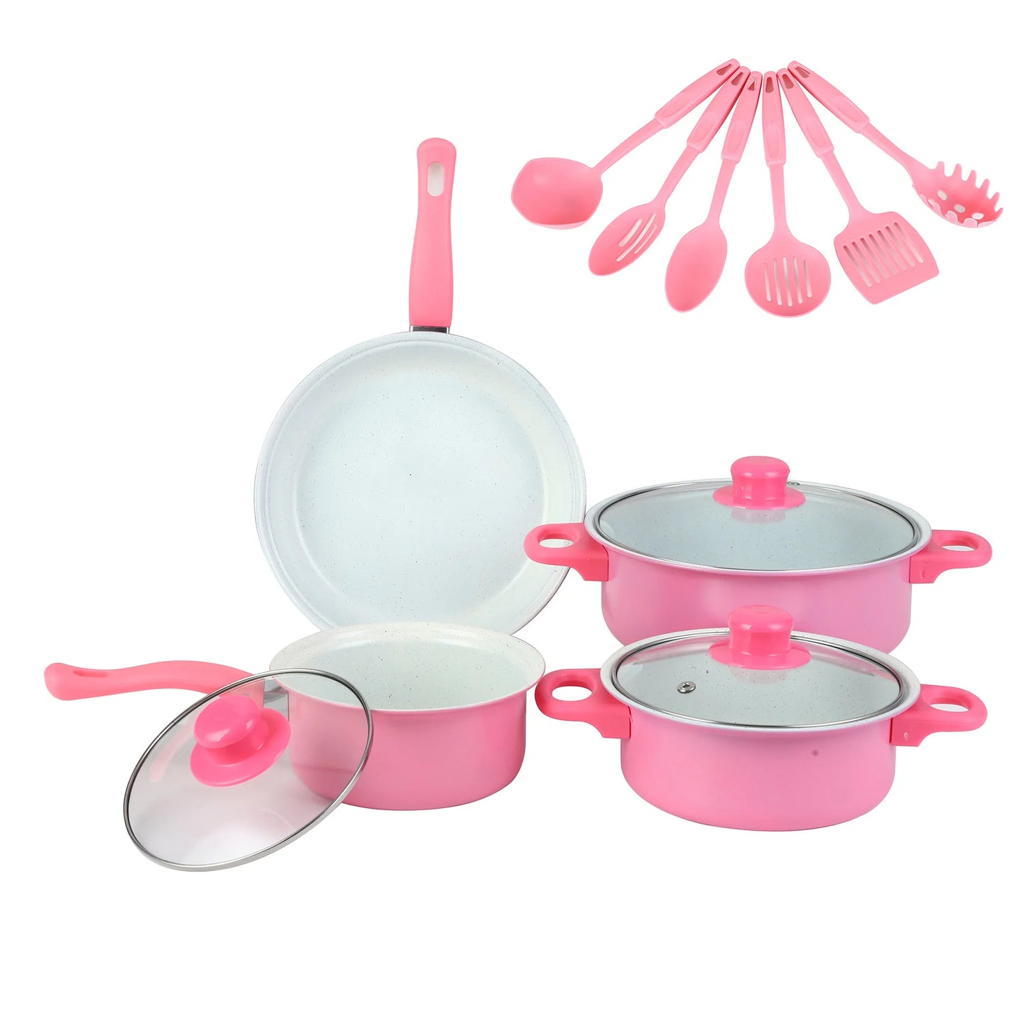 Durable 13-Piece Ceramic Non-Stick Cookware Set  w/Utensils