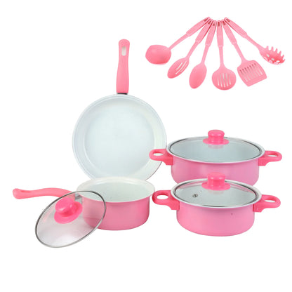Durable 13-Piece Ceramic Non-Stick Cookware Set  w/Utensils