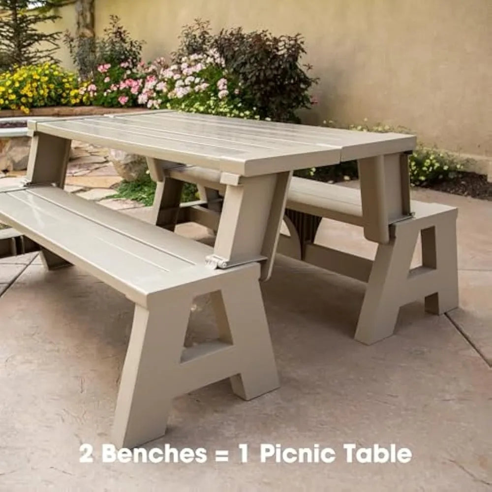 2-in-1 Outdoor Convertible Bench to Picnic Table