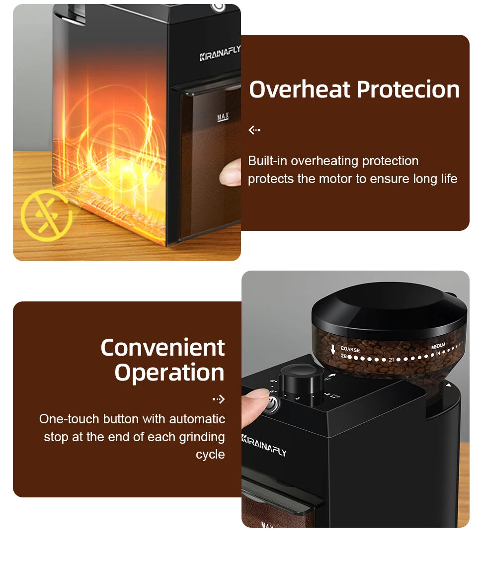 Automatic Electric Burr Mill Coffee Bean Grinder Electric Coffee Bean Grinding With 28 Adjustable Gears for Espresso French Press Drip Coffee