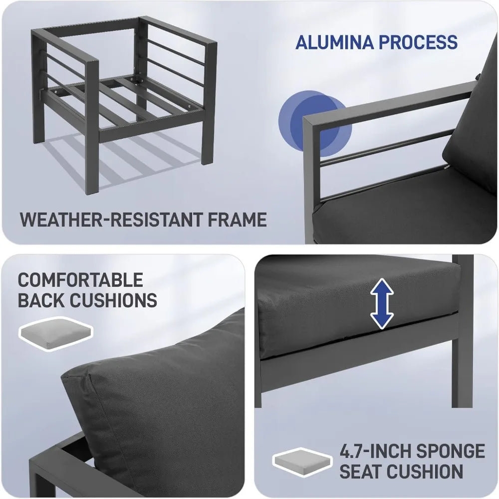 Dark Gray or White Aluminum Sectional Furniture Set