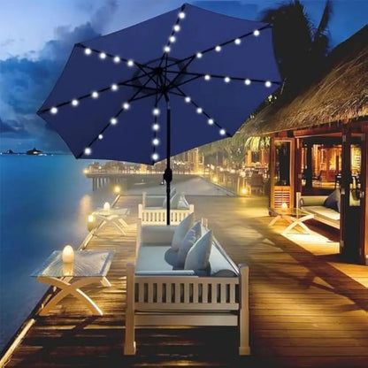Lighted 9-foot Outdoor Patio Umbrella For Deck