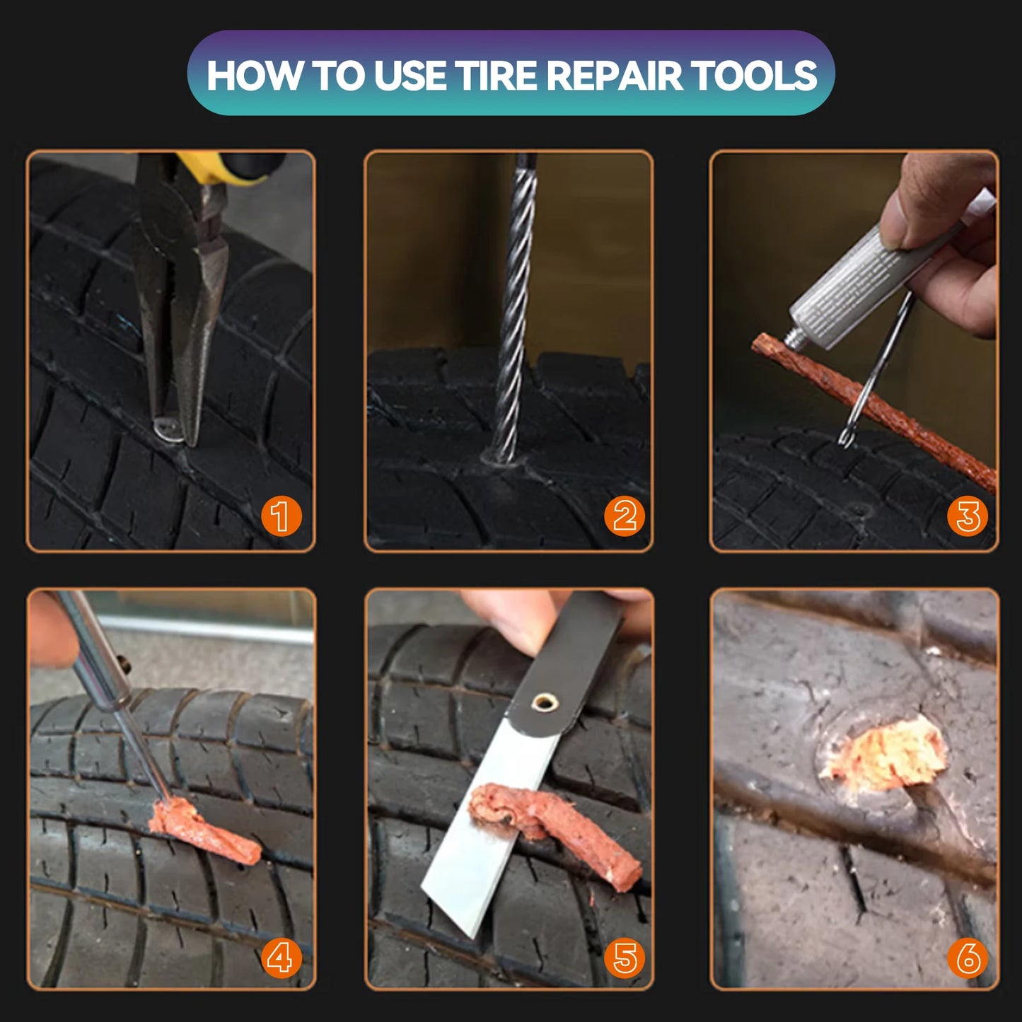 Portable, Easy Car Tire Repair Kit 23Pcs