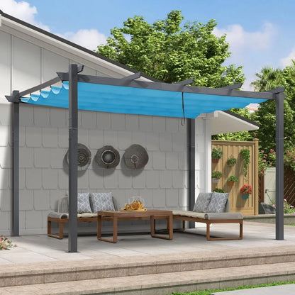 9.5' X 13' Outdoor Retractable Pergola with Shade Canopy