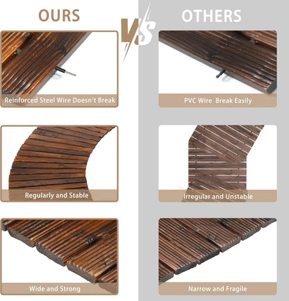 8FT Wooden Decorative Curved Garden Pathway (Brown)