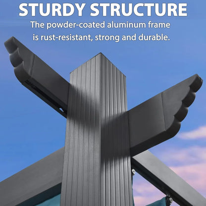 9.5' X 13' Outdoor Retractable Pergola with Shade Canopy