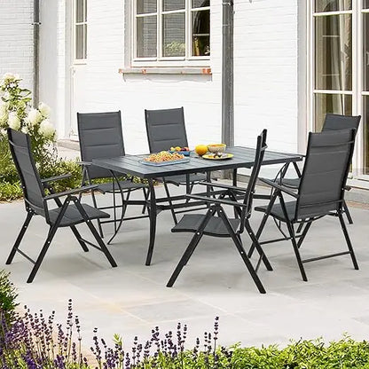 7-Piece All-Weather Rattan Patio 60" Dining Set