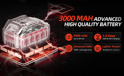 8-inch portable brushless chainsaw, two 21volt batteries