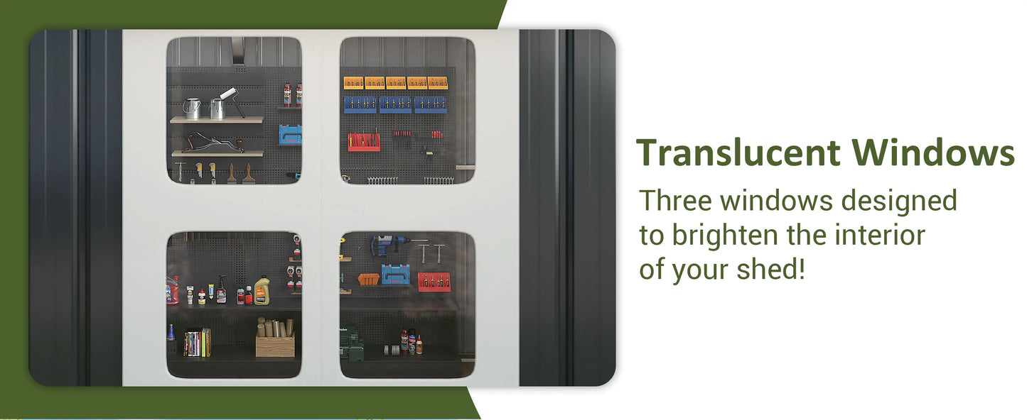 10'x10'~12'x18' Lockable Metal Storage Heavy-Duty Frame Shed