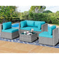 Gray Outdoor Wicker Sectional Sofa, Chairs, Table