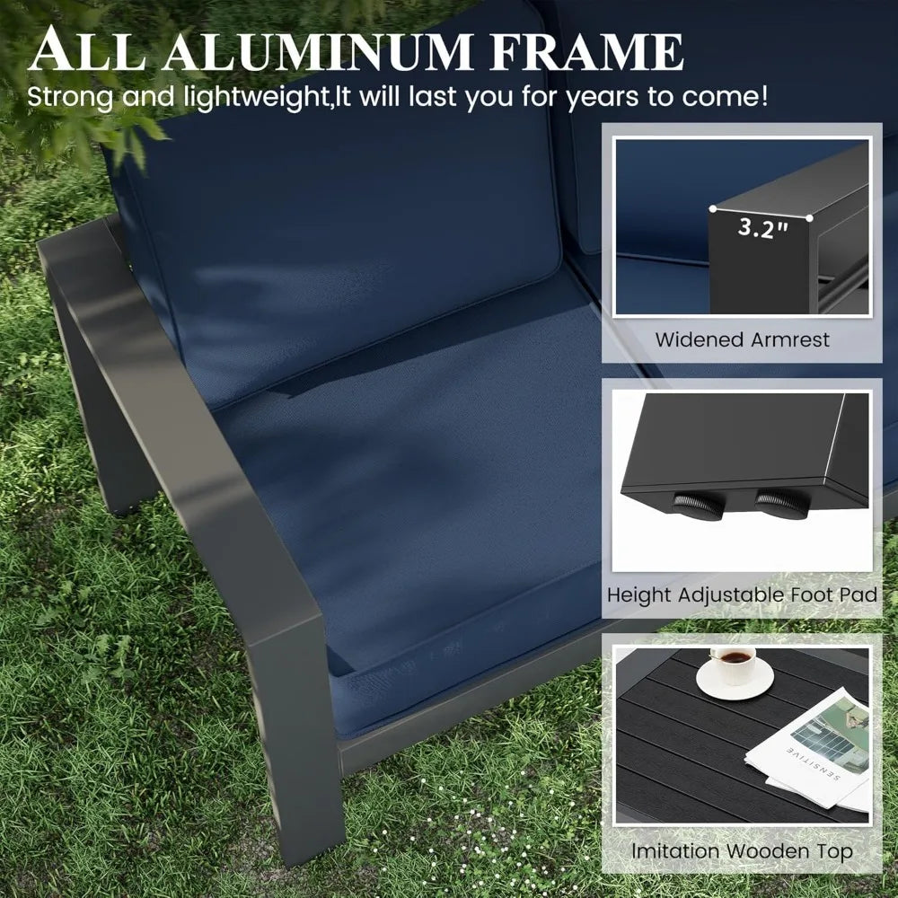 6-pc Aluminum Outdoor Furniture Set- Waterproof Covers