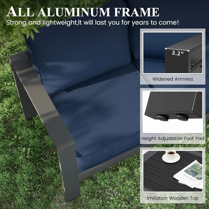 6-pc Aluminum Outdoor Furniture Set- Waterproof Covers