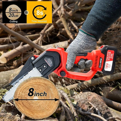 8-inch portable brushless chainsaw, two 21volt batteries