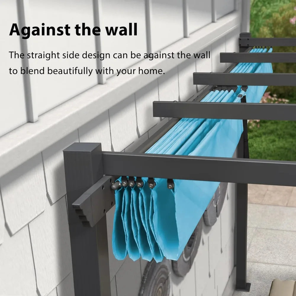 9.5' X 13' Outdoor Retractable Pergola with Shade Canopy