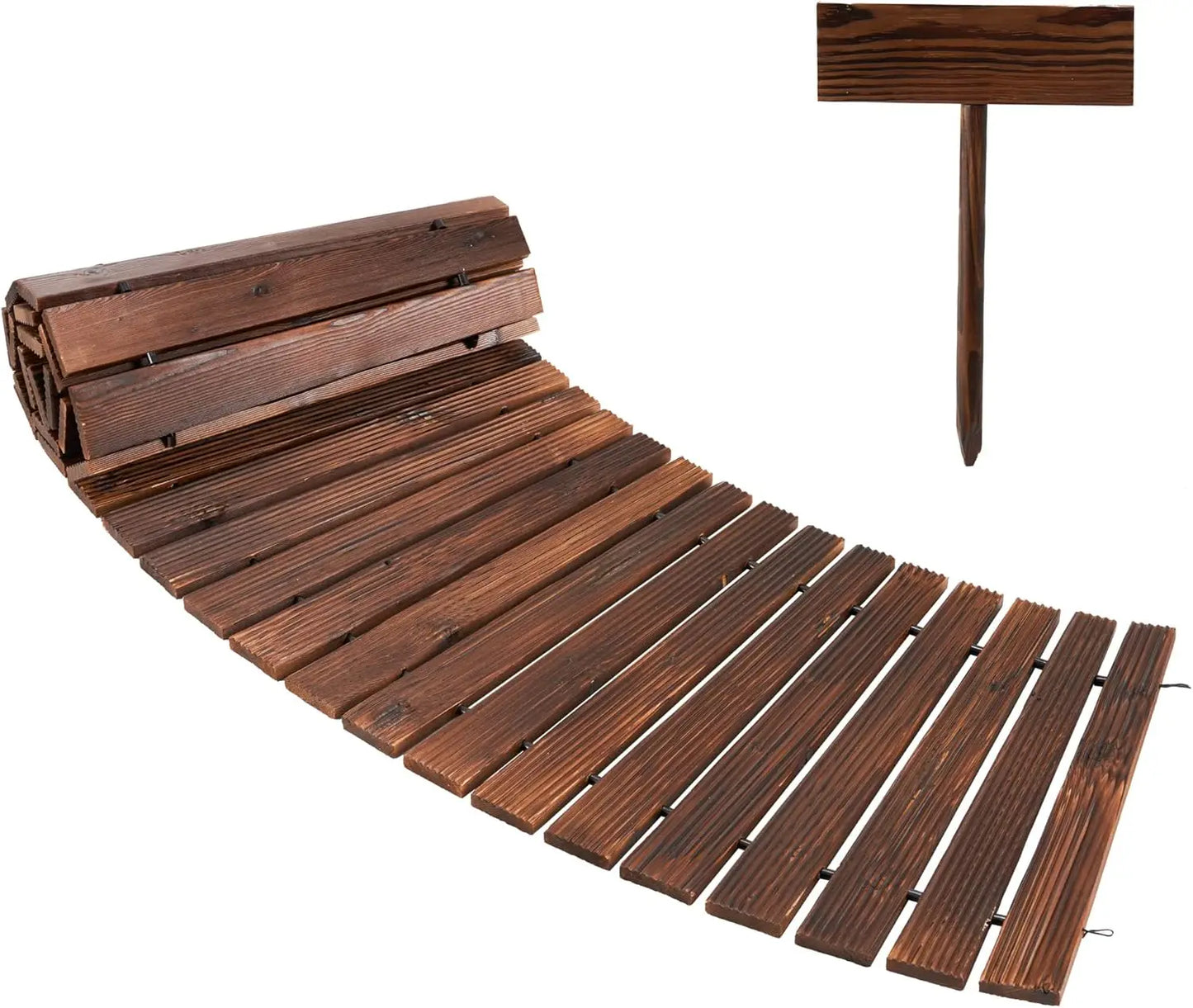 8FT Wooden Decorative Curved Garden Pathway (Brown)