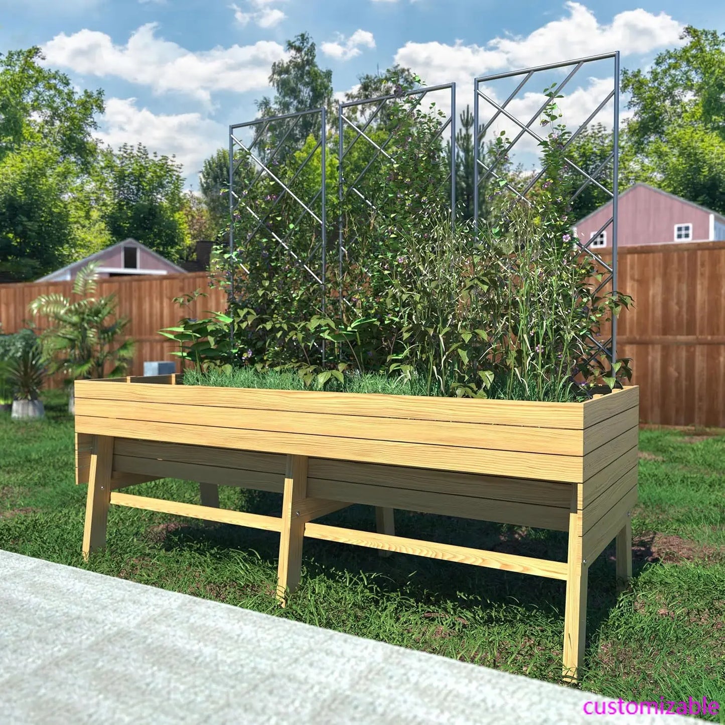 6'x3'x2' Raised Outdoor Garden Bed  w/Detachable Liner