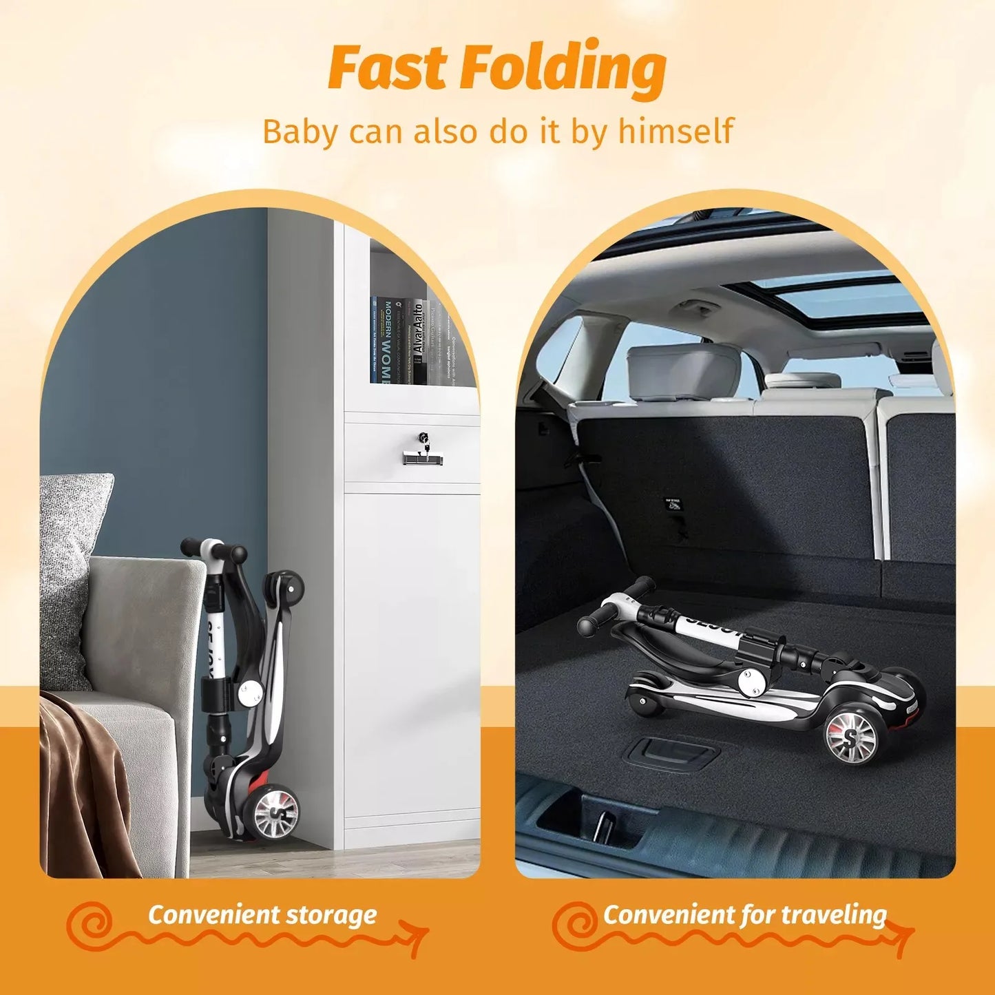 Outdoor Toddler Kick Scooter w/Adjustable Height Handlebars