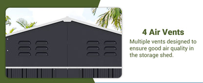 10'x10'~12'x18' Lockable Metal Storage Heavy-Duty Frame Shed