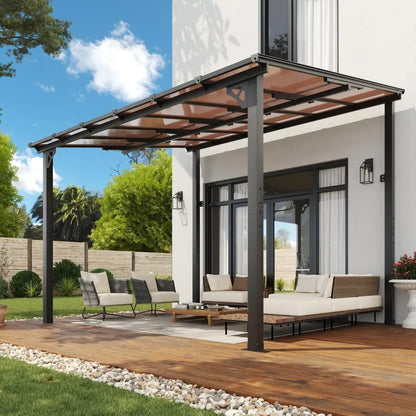 10' x 12' Wall-Mounted Gazebo Pergola With Sloped Roof
