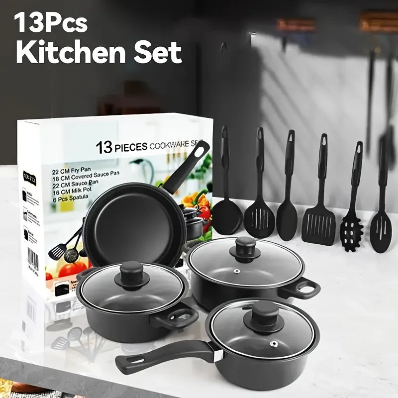 13-Piece Nonstick Cookware Set Black
