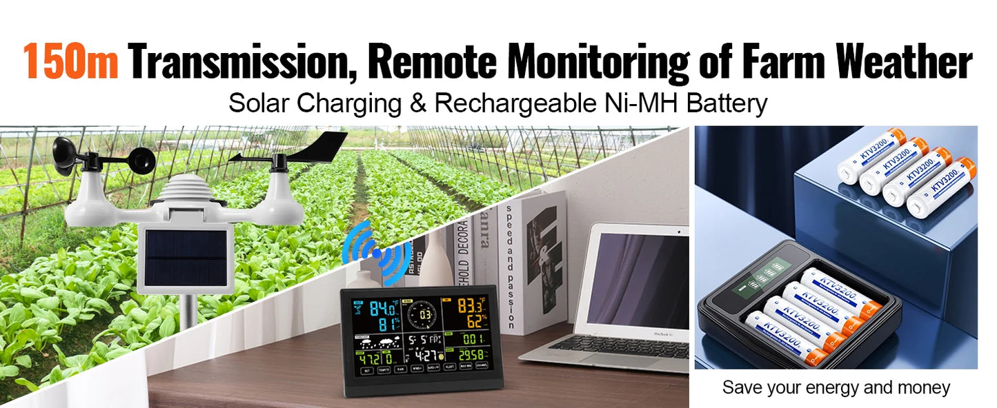 7-in-1 Solar Wi-Fi Weather Station Color Display